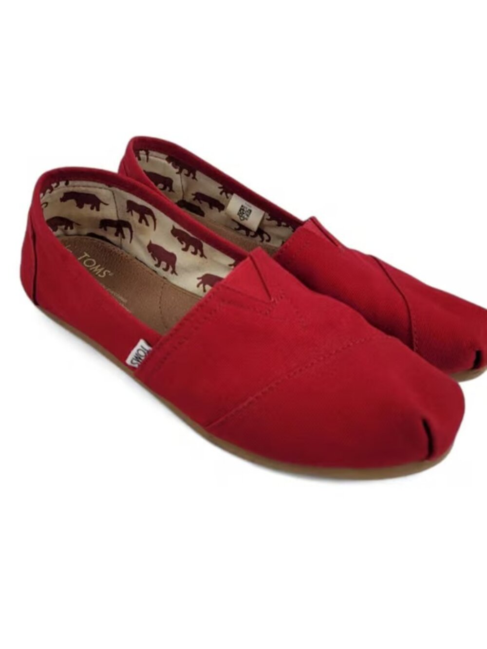 TOMS Women's Red Canvas Slip-On Flat Shoes, Size 9